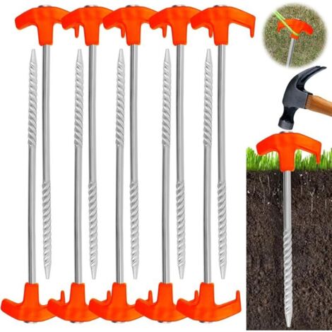 Picchetti a vite per tenda, 10 picchetti in alluminio per campeggio, escursionismo e picnic - Accessorio pratico e resistente