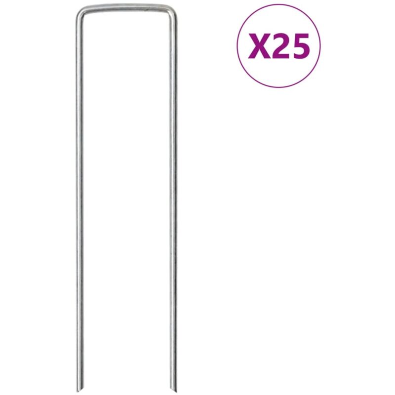 Vidaxl Picchetti Da Terra A Forma Di U 25pz 15x3,5 Cm Acciaio Zincato