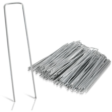 Picchetti di fissaggio in acciaio zincato, 50x, per giardino, picchetti di fissaggio per teloni, Lunghezza 150 mm