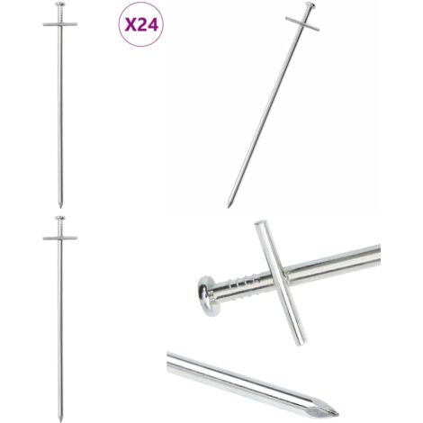 Picchetti per Tenda 24 pz 23 cm Ø6 mm in Acciaio Zincato - Ancoraggio da terra - Tenda