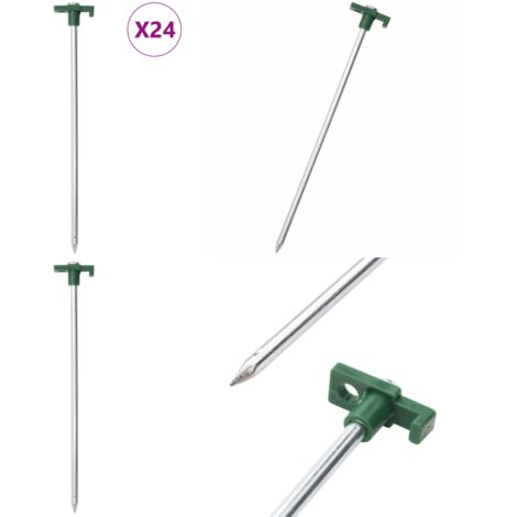 Picchetti per Tenda 24 pz 25 cm 7 mm in Acciaio Zincato e PP - Tende da sole - Tende
