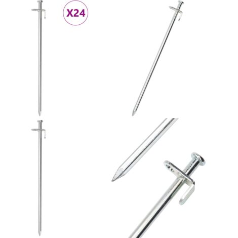 Picchetti per Tenda 24 pz 30 cm 8 mm in Acciaio Zincato - Tende da sole - Tende da campeggio