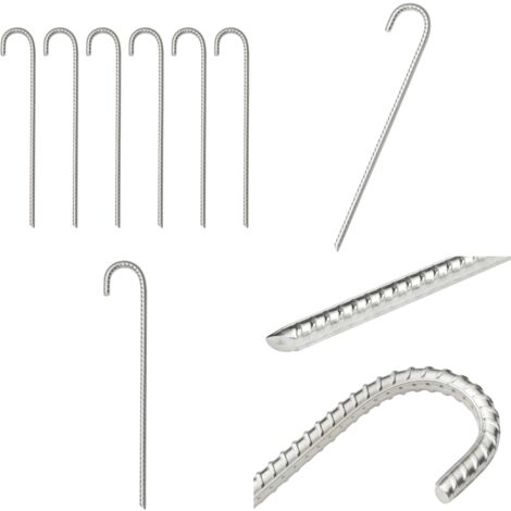 Picchetti per Tenda 6 pz 37 cm Ø10 mm in Acciaio Zincato - Ancoraggio tenda - Attrezzature da esterno