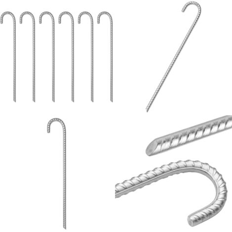 Picchetti per Tenda 6 pz 41,5 cm Ø12 mm in Acciaio Zincato - Ancoraggio tenda - Tenda da esterno