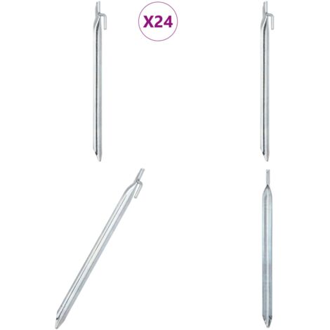 Picchetti Tenda 24 pz Forma di V 29,5 cm Ø20 mm Acciaio Zincato - Ancoraggio da terra - Tenda da campeggio