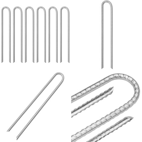 Picchetti Tenda 6pz a Forma di U 41,5 cm Ø12 mm Acciaio Zincato - Ancoraggio da terra - Tenda da campeggio