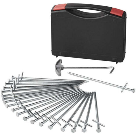 Picchetto rock a t 23 cm in metallo con perno saldato - set da 20 pezzi in valigetta