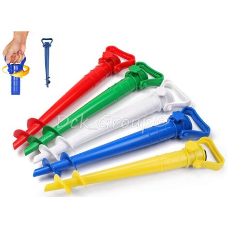 DCK GROUP Picchetto Trivella Puntale Supporto Pianta Ombrellone SPIAGGIA Mare ABS Plastica 42 CM Colori Assortiti