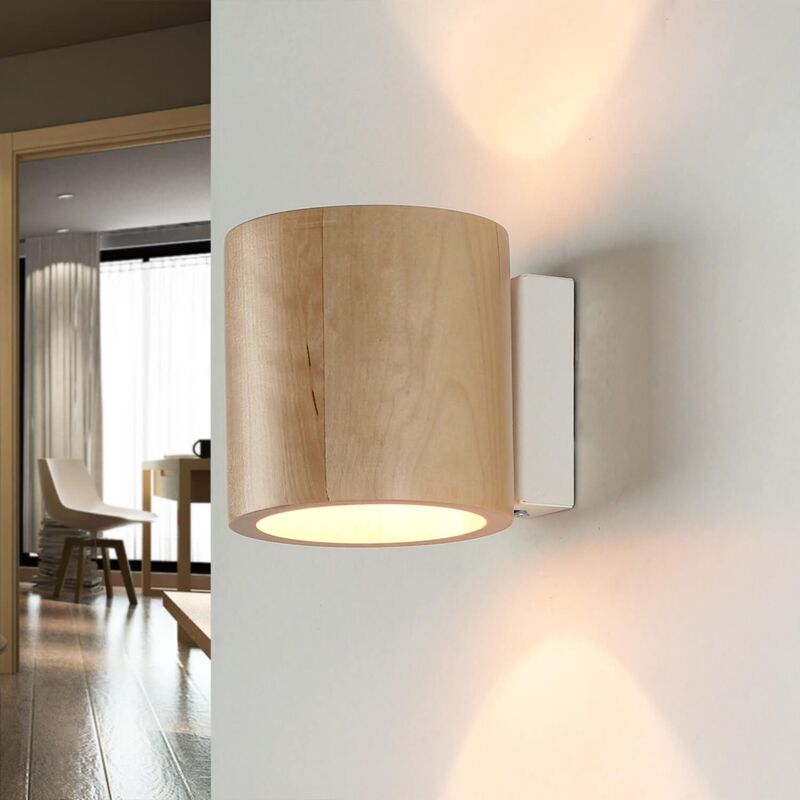 Image of Licht-erlebnisse - Piccola Lampada da parete per interni in legno design moderno Up & Down G9 Applique Illuminazione indiretta per corridoio scale