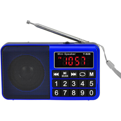 Piccola radio portatile, radio AM/FM/SW ricaricabile con altoparlante AUX/SD/TF/MP3. Radio a batteria con pulsanti grandi e ampio display. (Nessun supporto per stazioni predefinite)
