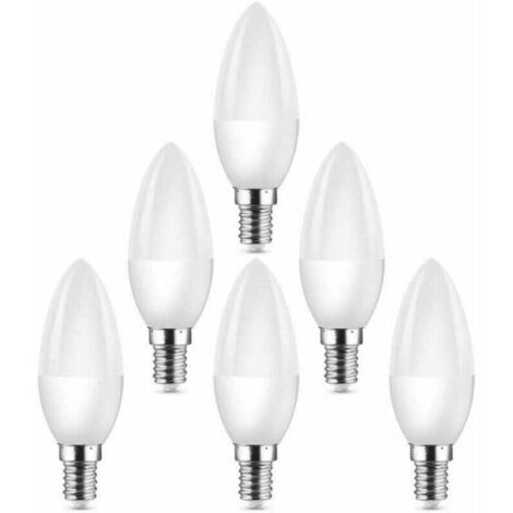 Piccole lampadine LED con attacco Edison E14, equivalenti a una lampada alogena C37 da 40W, 400 lm, 3000K, bianco caldo, 6 pezzi