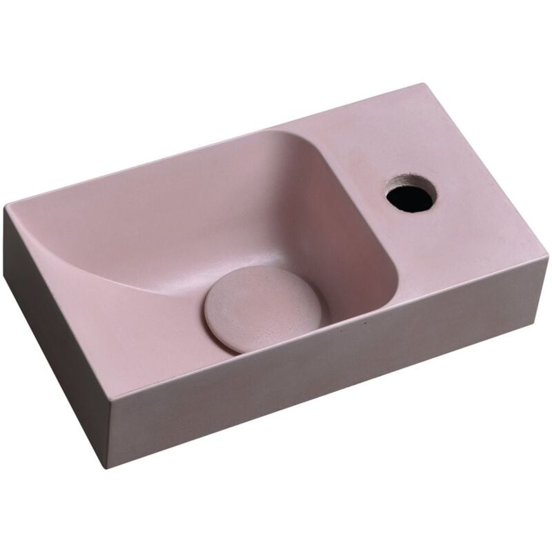 Sapho - piccolino lavabo en béton 30,8x17cm, mélangeur à droite, rose