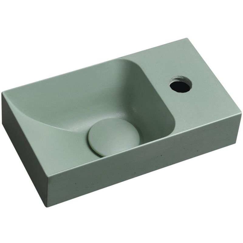 Sapho - piccolino lavabo en béton 30,8x17cm, mélangeur à droite, vert