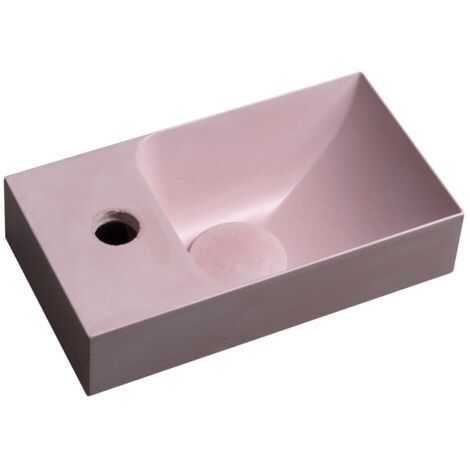 PICCOLINO lavabo en béton 30,8x17cm, mixeur à gauche, rose