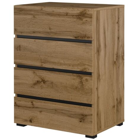 Piccolo buffet HAVANA – 4 cassetti – Rovere e nero – Stile naturale e moderno