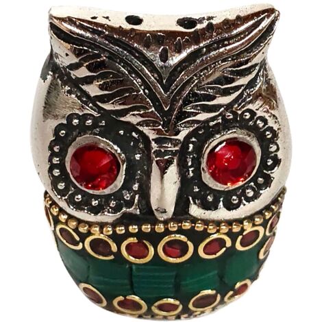 Piccolo gufo decorativo in alluminio rosso, figura di gufo ideale per regali e decorazioni per la casa