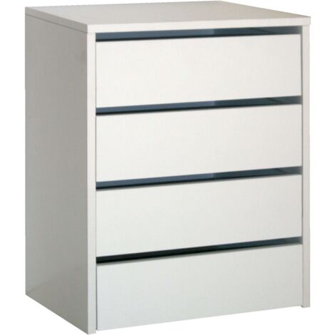 Piccolo mobiletto ausiliario con 4 cassetti in bianco lucido o rovere cambriano 46x64x45 cm