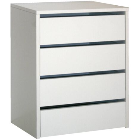 Piccolo mobiletto ausiliario con 4 cassetti in bianco lucido o rovere cambriano 46x64x45 cm