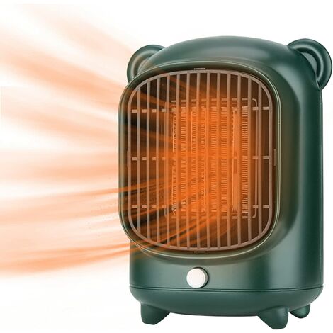 Piccolo Silenzioso Termoventilatore in Ceramica, Riscaldatore di Spazio a Risparmio Energetico, Riscaldatore Elettrico Mobile a Basso Consumo, 500 W Mini Termoventilatore Bagno Ufficio (Verde)