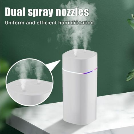 Piccolo umidificatore d'aria, umidificatore per interni silenzioso USB da 600 ml con 2 aperture spray e spegnimento automatico per camera da letto, ufficio, cameretta dei bambini