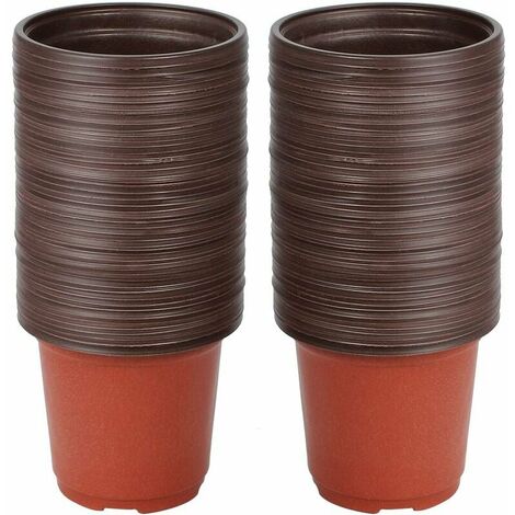 Piccolo vaso da fiori, 100 pezzi riutilizzabili in plastica per piantine/vasi per piantine, vasi rotondi per piante/vaso per trapianti/vaso in crescita per piantare interni ed esterni,10cm