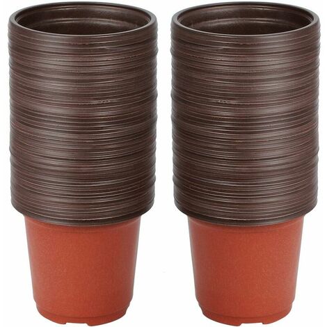 Piccolo vaso da fiori, 100 pezzi riutilizzabili in plastica per piantine/vasi per piantine, vasi rotondi per piante/vaso per trapianti/vaso in crescita per piantare interni ed esterni,10cm