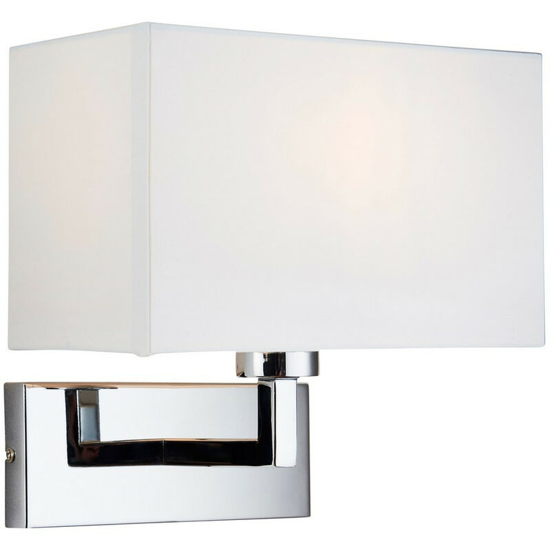 Endon - Piccolo - 1 Light Indoor Wall Light Chrome, White Tc Fabric, E27