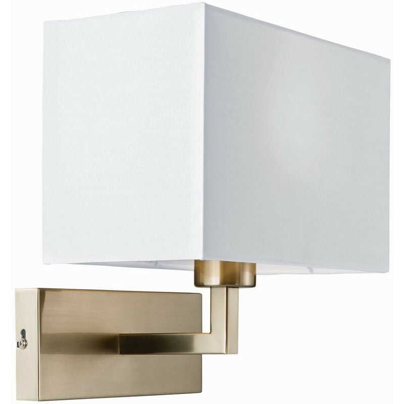 Piccolo - 1 Light Indoor Wall Light Satin Nickel, White Tc Fabric, E27 - Endon