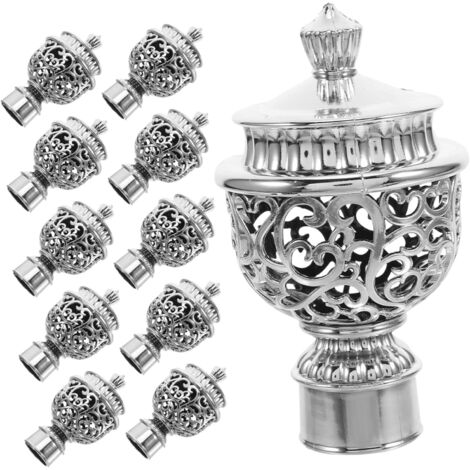 Pices Embouts de Tringle Rideaux Abs Argent Creux Lot de