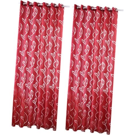 pices Lot de Rideaux Imprims Motif Rouges Voilage Polyester