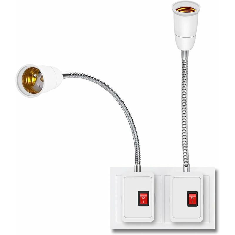 Pièces Porte Lumière de l'Ampoule E27 LED,Support De Lampe Convertisseur avec Interrupteur,Douille avec Interrupteur E27,Lampe Prise Murale,Lampe de