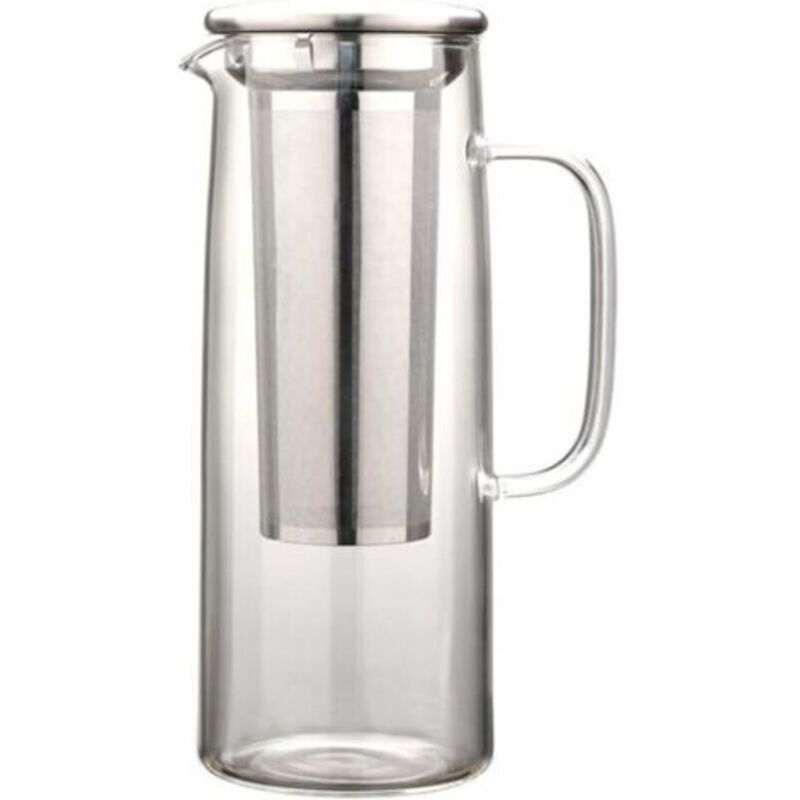 Pichet à Eau en Verre Avec Filtre en Acier Inoxydable, 1200ML Cafetière à Infusion Froide avec Filtre à Mailles