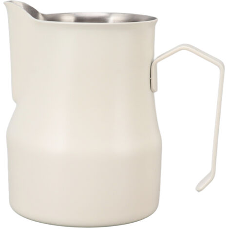 Pichet à lait en acier inoxydable 304, bec verseur précis, idéal pour café latte, design mat blanc, capacité 550ml, parfait pour bureau et usage professionnel.
