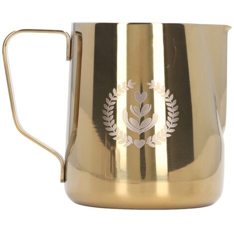 Pichet à lait inoxydable 304 de 600ml pour café mousseux, idéal pour café maison ou professionnel, couleur or titane.