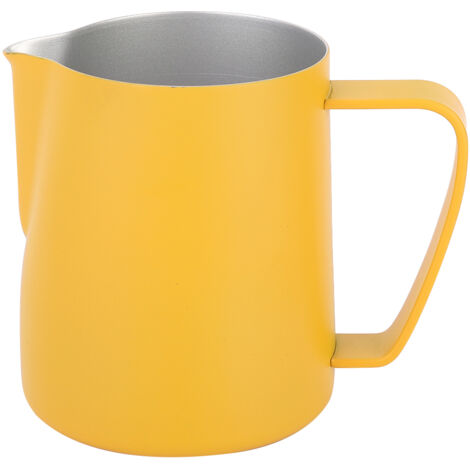 Pichet à lait inoxydable 600ml pour mousse à lait et latte art, usage domestique ou café, couleur jaune