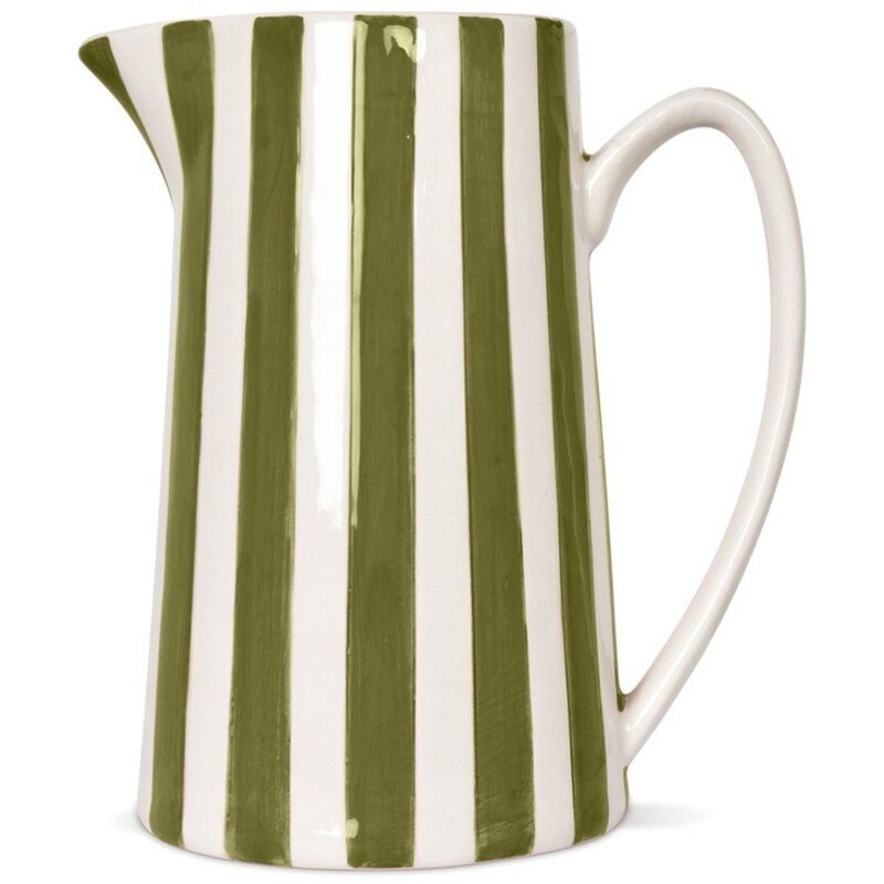 Pichet, carafe ou vase à rayures kaki et blanches