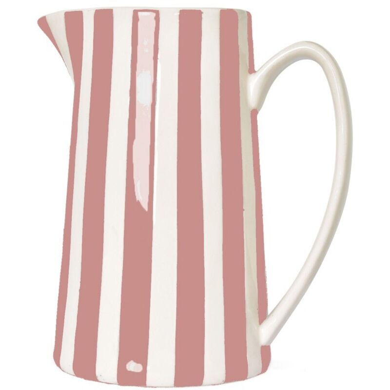 Pichet, carafe ou vase à rayures roses et blanches