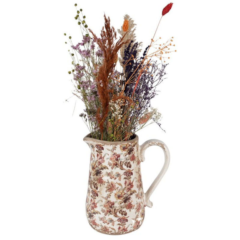 La Grande Prairie - Pichet décoratif rose céramique beige 21x15x23cm