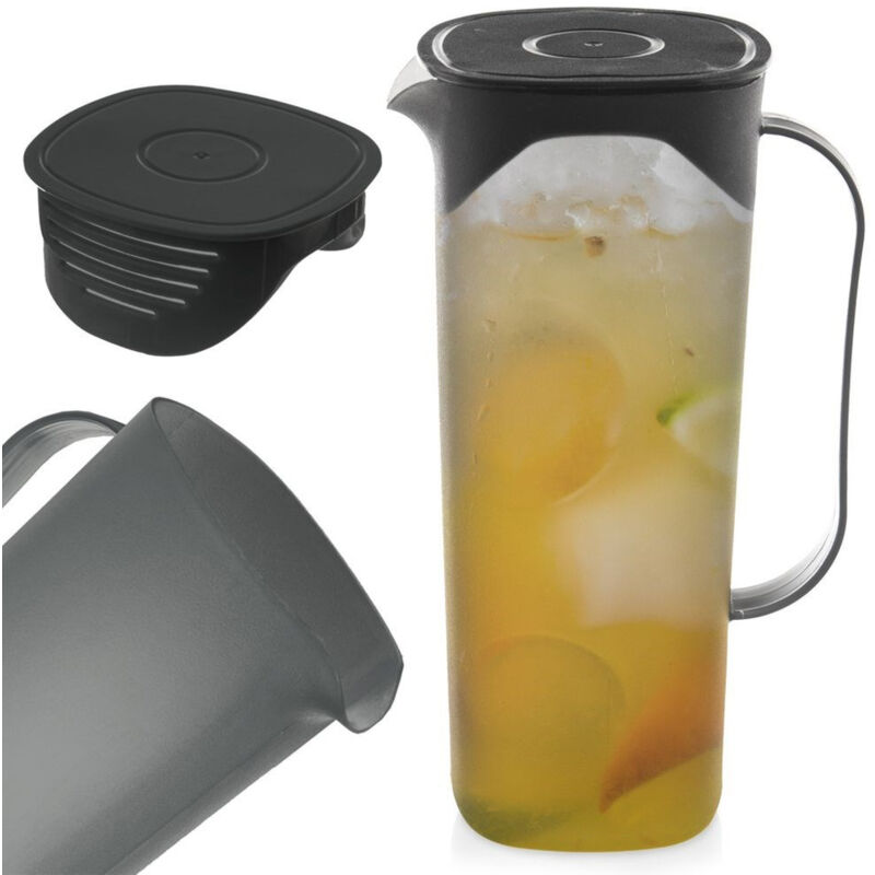 Pichet en plastique pour boissons, eau, jus, limonade, avec couvercle, 1,8 L