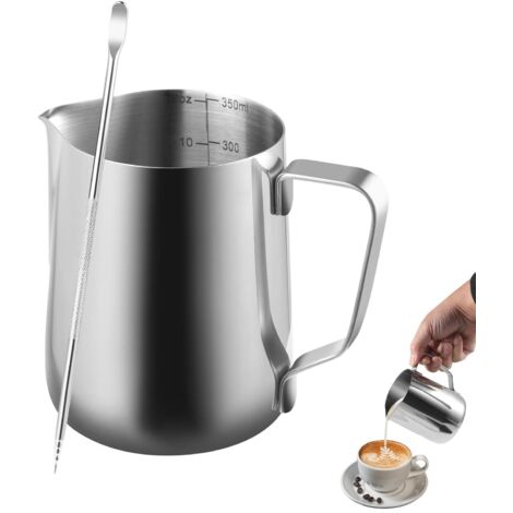 Pichet lait inox - 1 pc, Pichet 350ml avec latte art pen, Outil barista cappuccino espresso - Incolore