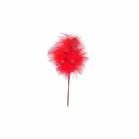 PICK BOA ROSSO SFERE E FOGLIE ALTO CM.20