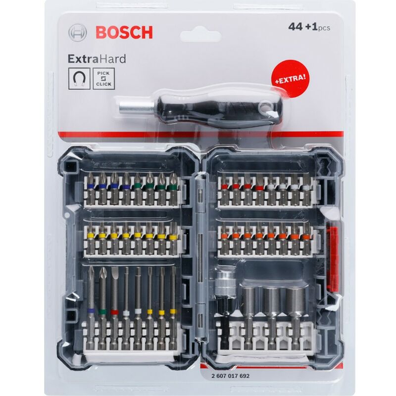 Image of Set di cacciaviti extra duri Pick & Click Bosch 44 pezzi + cacciavite manuale
