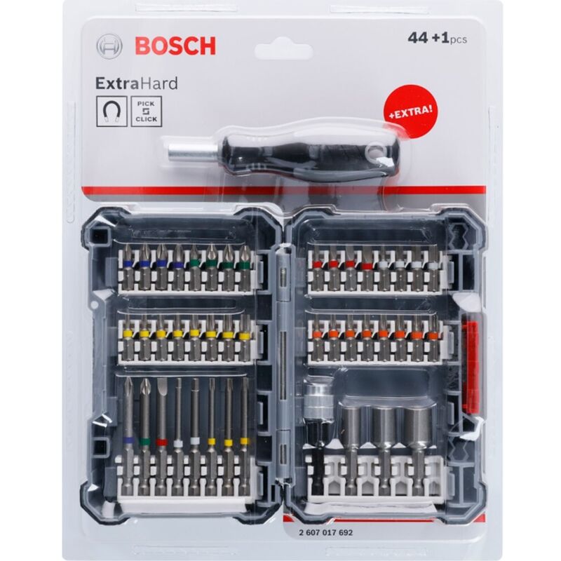 Bosch Professional Set misto bit avvitamento Impact Control Pick and Click, 45 pz. (PH 1/2/3,PZ 1/2/3,SL 3/4/5/6,HEX 3/4/5/6,T10/15/20/25/27/30/40,TH