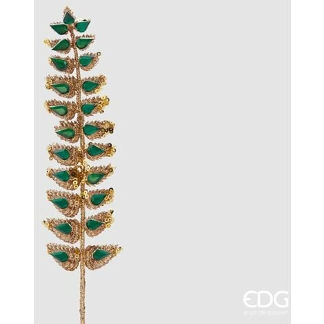 PERAGASHOP PICK RAMO CON FELCE DIAMONDS ORO/VERDE 23CM NATALE ADDOBBI