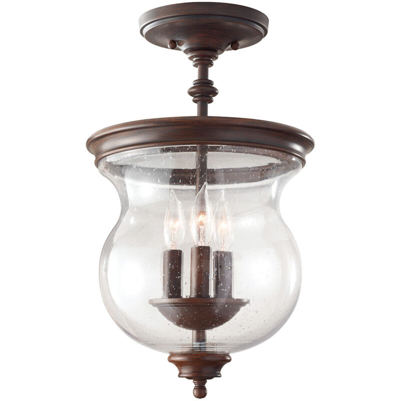 Elstead - Pickering Lane - 3 Licht Semi Flush Deckenleuchte Antik Bronze, E14