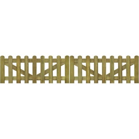 Picket Fence Gate 2 pcs Impregnated Wood 300x60 cm