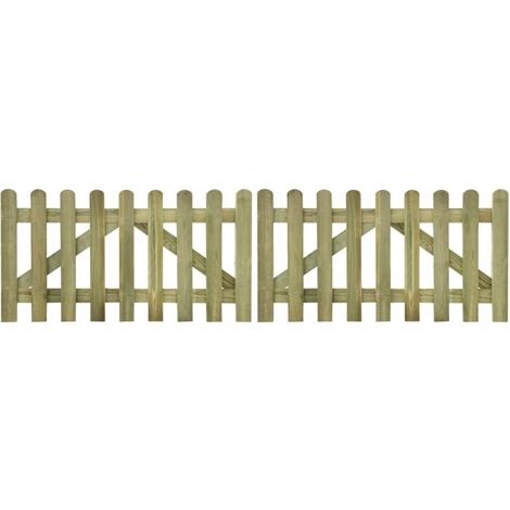 Picket Fence Gate 2 pcs Impregnated Wood 300x80 cm