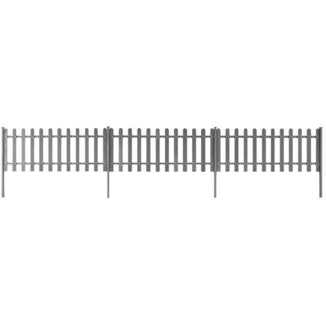 Picket Fence with Posts 3 pcs WPC 600x80 cm