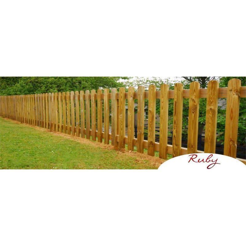 Picket Garden Fence Panels Wood Pales 2ft High Round Top Pack Of 50 L 955618 2639573 3 