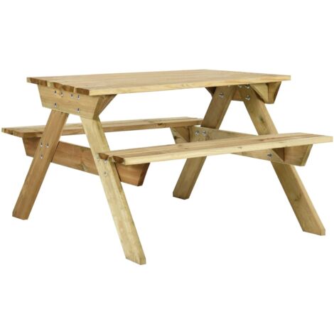 Picknicktisch mit Bänken 110x123x73 cm Kiefernholz Imprägniert vidaXL - Braun